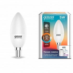 Лампа светодиодная диммируемая Gauss Smart Home E14 5W 2700-6500K матовая 1110112 