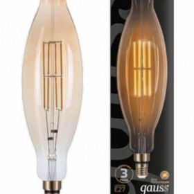 Лампа светодиодная филаментная Gauss E27 8W 2400K золотая 155802008 